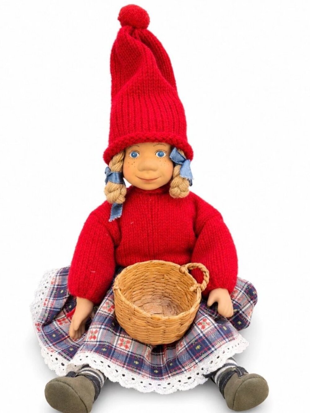 Vintage Per Gøtthæus Gøttemøe Nordic Christmas Nisse Tomte Girl Doll Basket